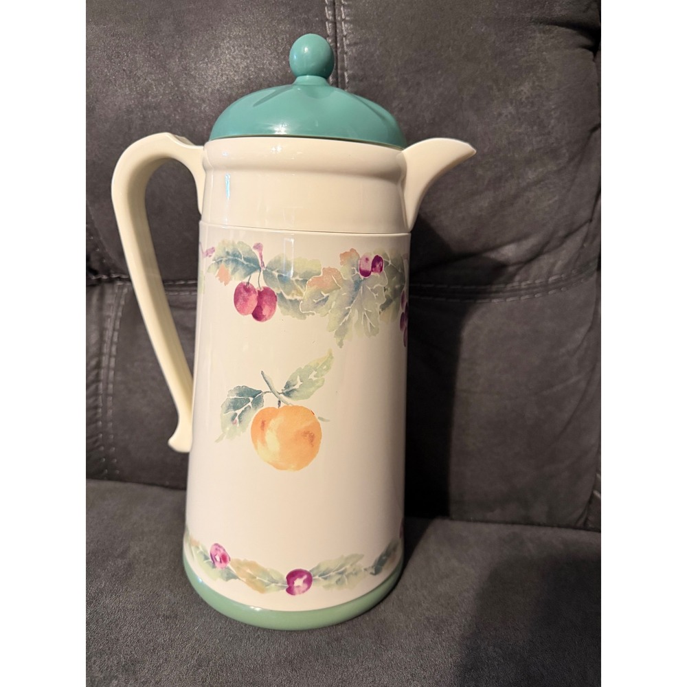 Pfaltzgraff Orchard Park Thermal Coffee Carafe Oggi Fruit Motif Insulated Server